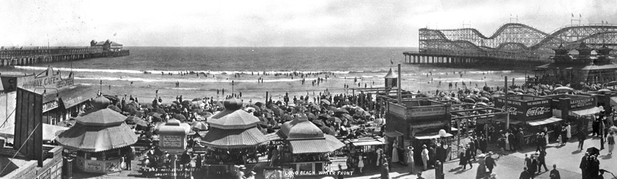Long beach vintage pier panoramic photograph