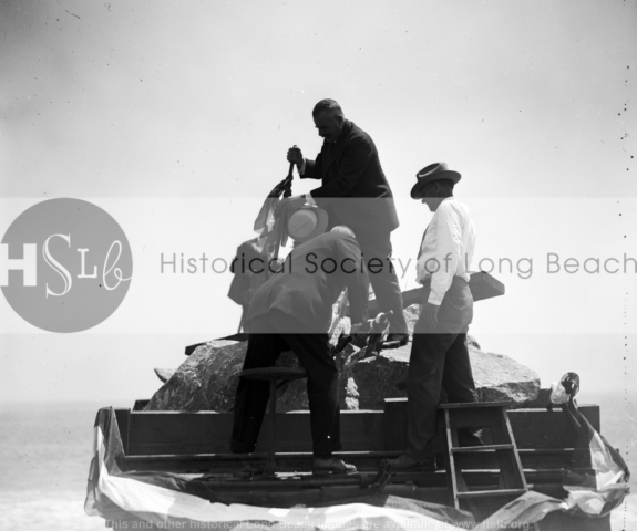 Breakwater first rock, 1925