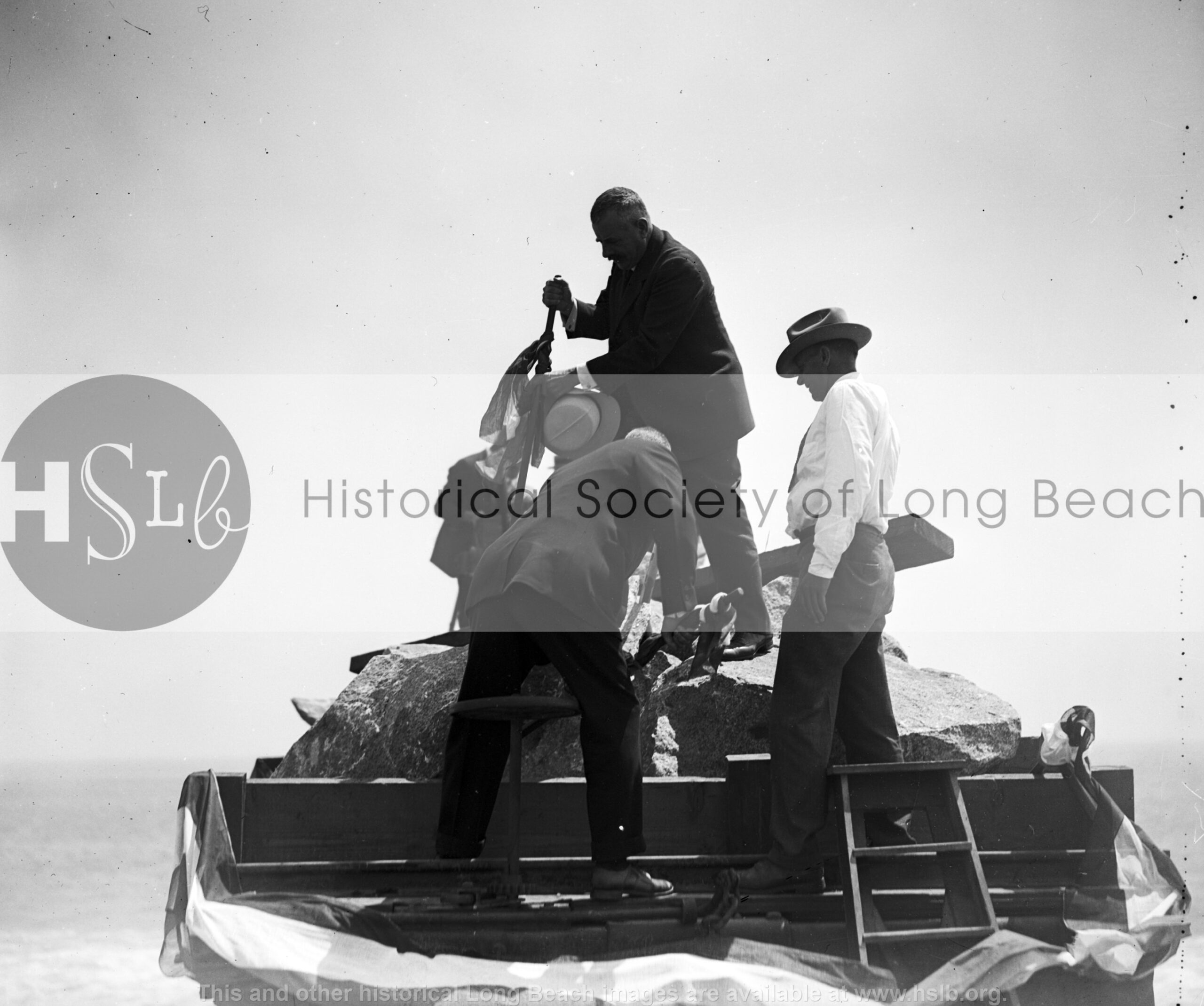 Breakwater first rock, 1925