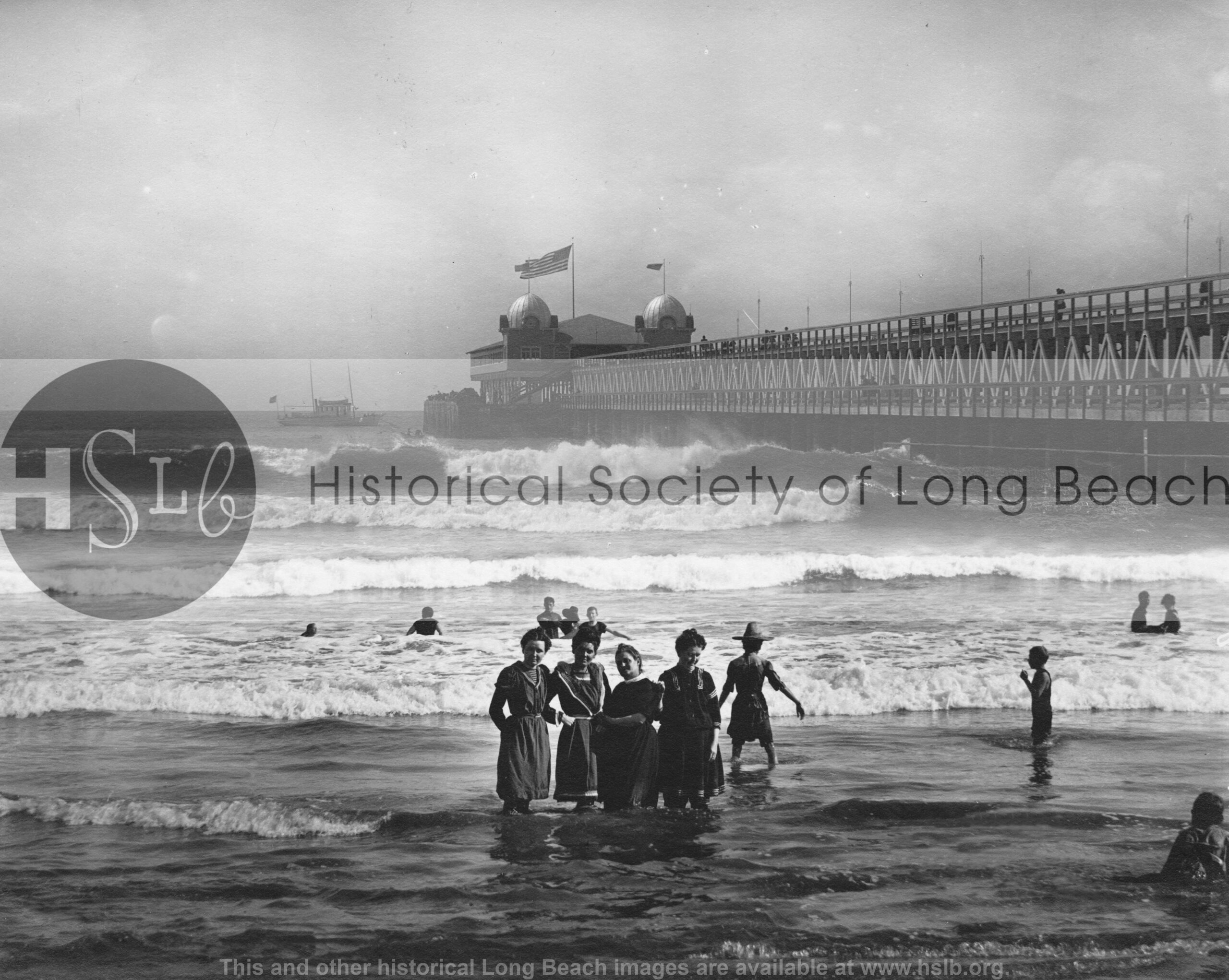 Bathers at Pine Ave. Pier, c. 1910