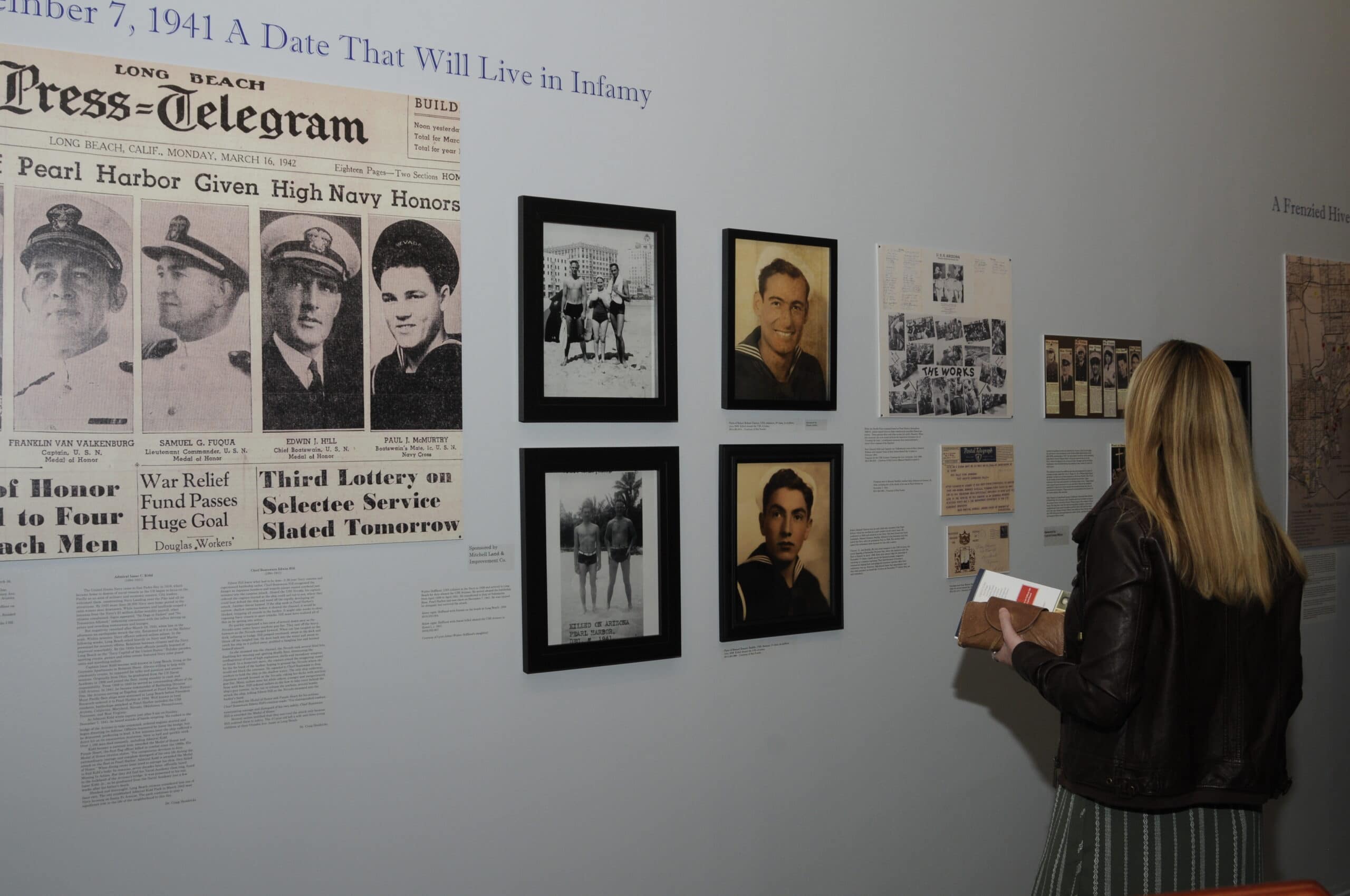 Long beach historical society opening reception Pearl harbor vintage newspapers and photos