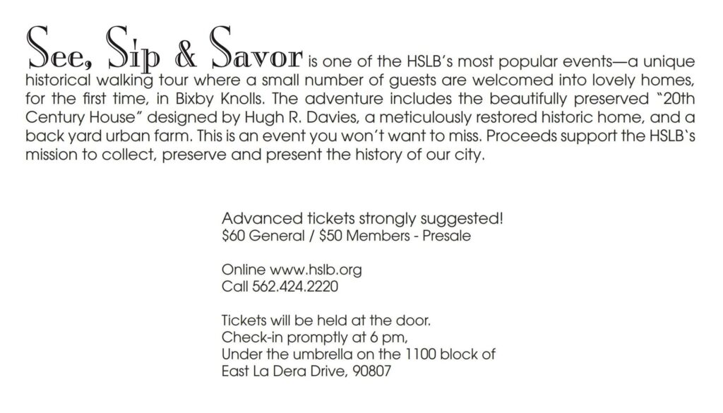 See Sip and savor bixby knolls flier
