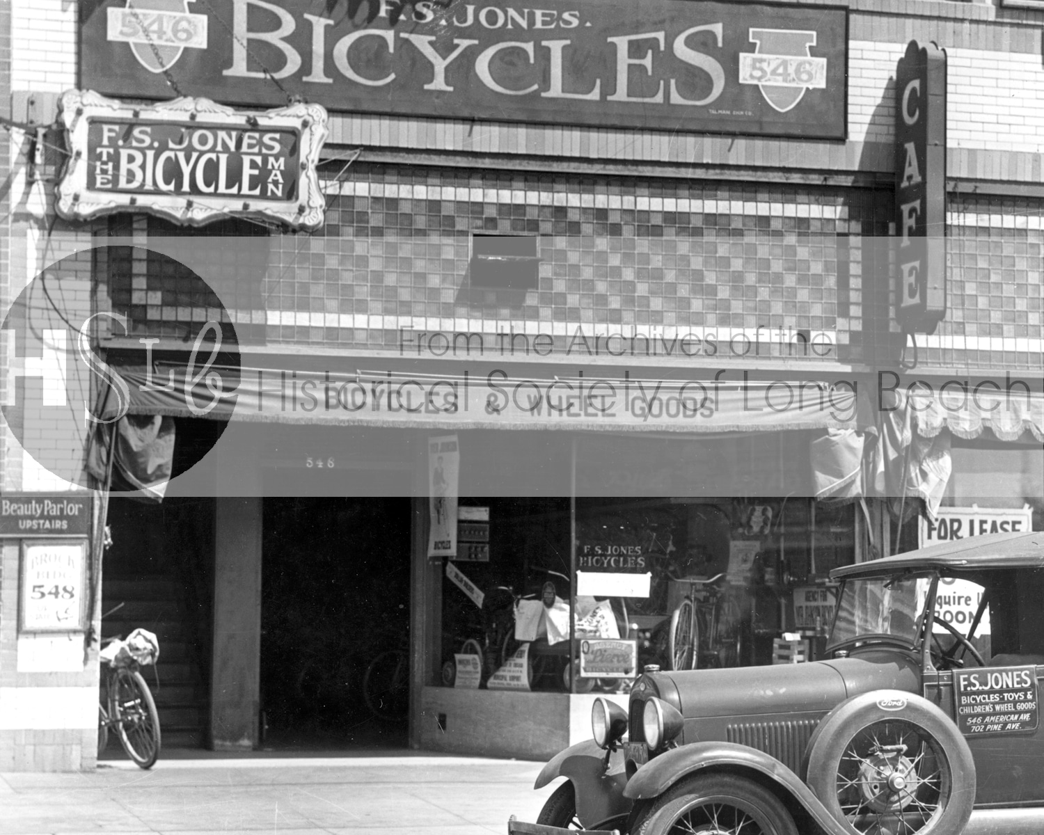 F.S. Jones Bicycle store, 546 American Ave., c. 1925