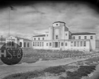long beach building in vintage photograph