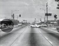 long beach street view vintage black and white photo